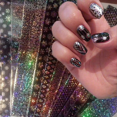 16Pcs/Set 20*4cm Lace Laser Starry Nail Foils Holo Nail Art Transfer Sticke  Holographic Sticker Manicure Decoration - Price history & Review, AliExpress Seller - NAIL PREETY Store